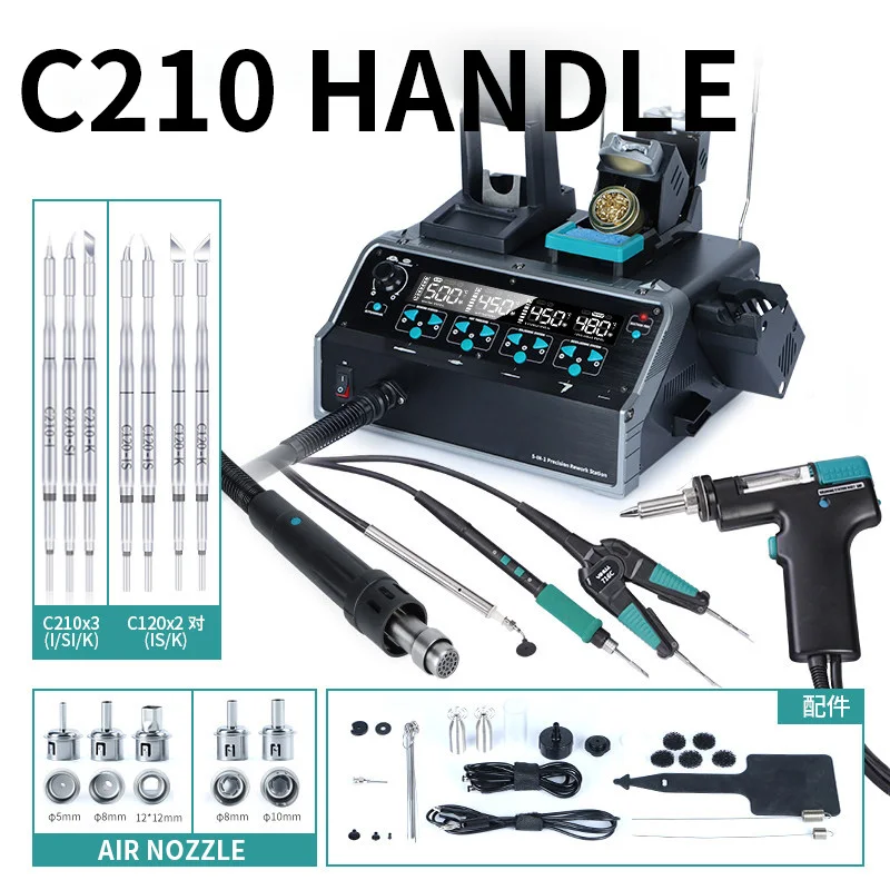 C210 Precision Soldering Station - 5-in-1 디솔더링 스테이션 정밀 납땜 인두,