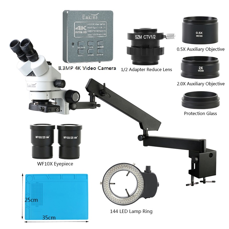 동시 초점 줌 관절 암 클램프 삼안 스테레오 현미경,  - Trinocular Stereo Microscope 7X-45X 리뷰 및 가격