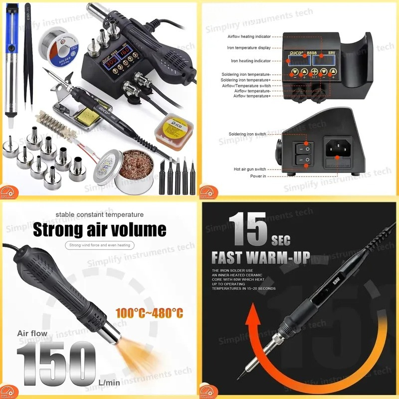 8898 솔더링 스테이션 750W 2 in 1 납땜 인 - 2 In 1 Soldering Rework Station 750W 리뷰 및 가격