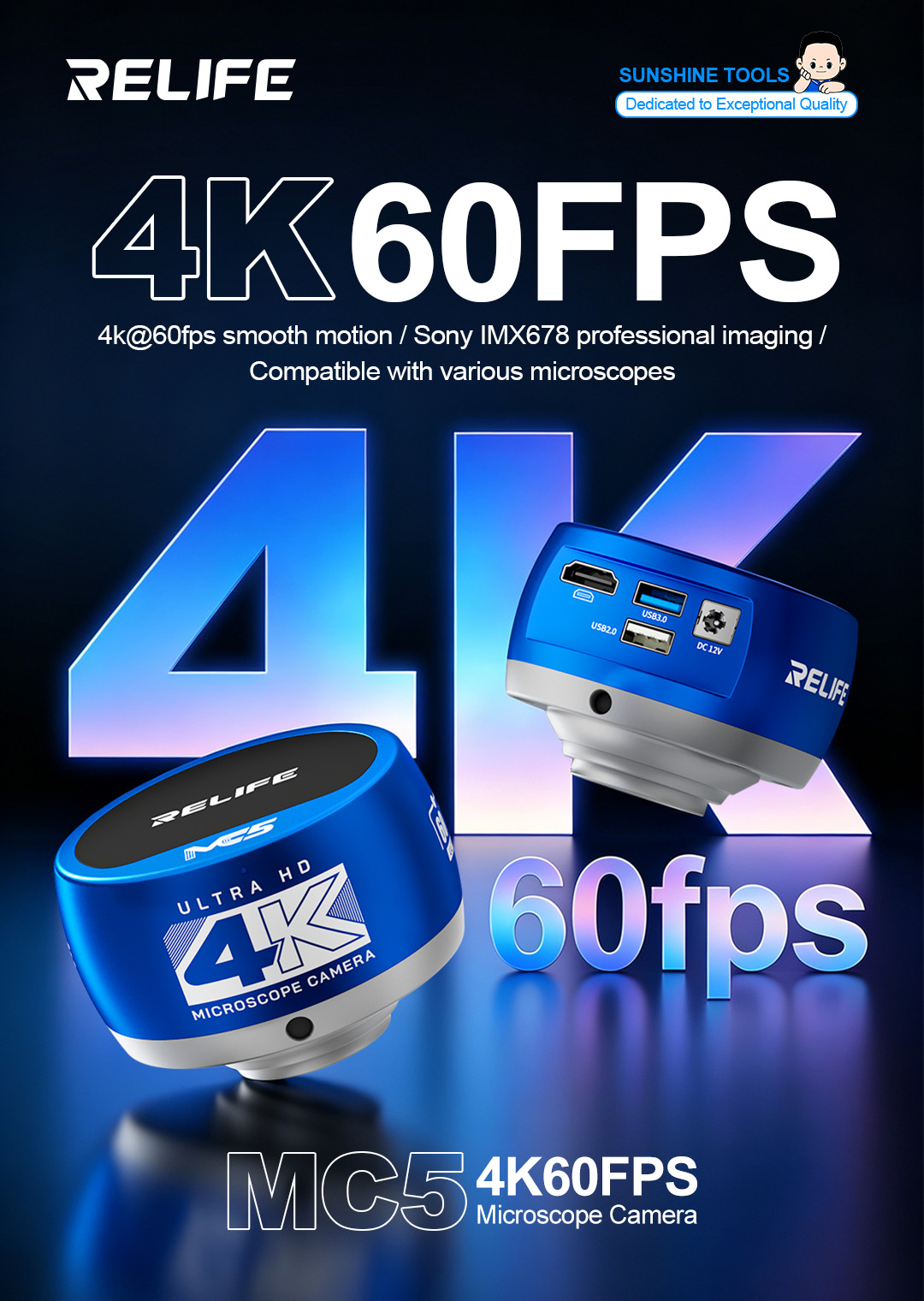 RELIFE MC5 4K 60FPS 현미경 카메라 소니 - 4K Microscope Camera Sony Sensor 리뷰 및 가격