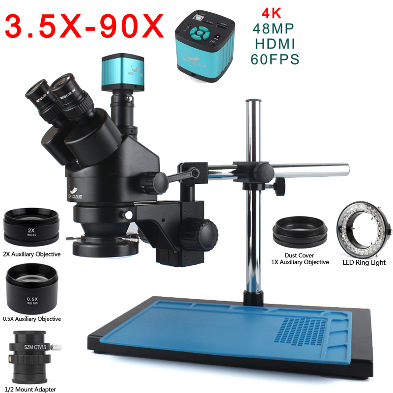 7X-45X 3.5X-90X 삼안 스테레오 줌 대형 테 - Trinocular Stereo Microscope 7X-45X 리뷰 및 가격